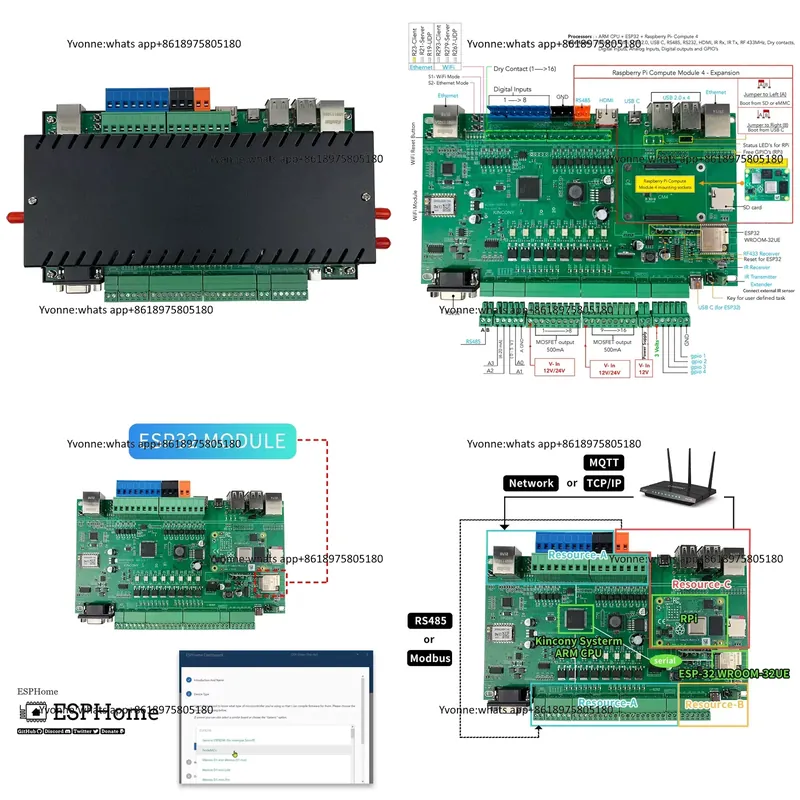Diy Home Automation Server - KC868-Sunucu Ethernet Wifi RS232 RS485 RF433MHz